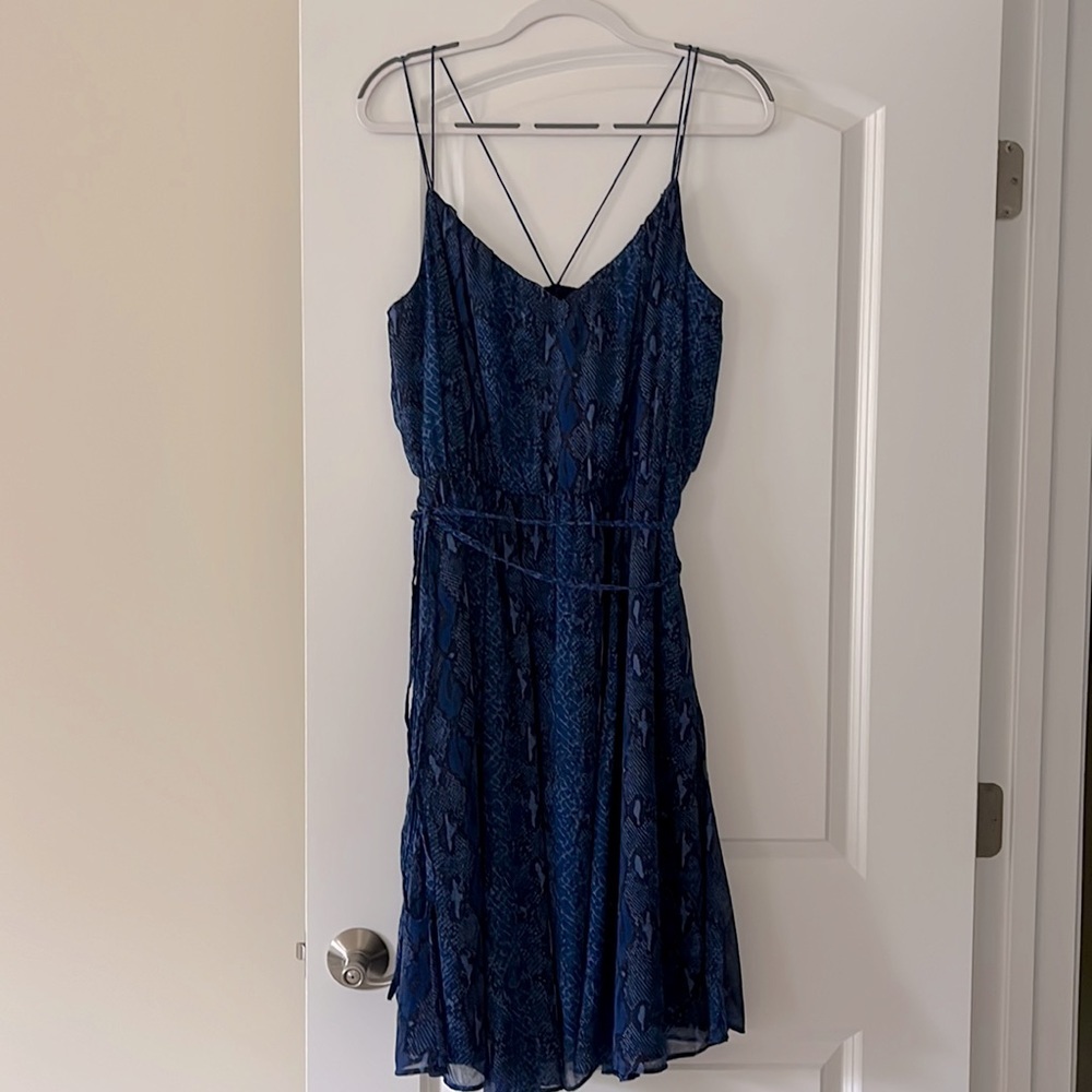 Spaghetti strap sundress with string belt and pockets